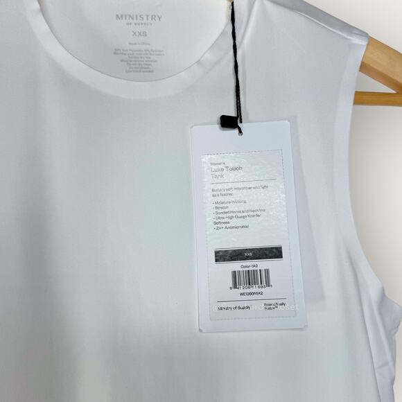 Ministry of Supply Luxe Touch Tank Top | Size XXS | White Crew Neck Soft Girl - Picture 5 of 7